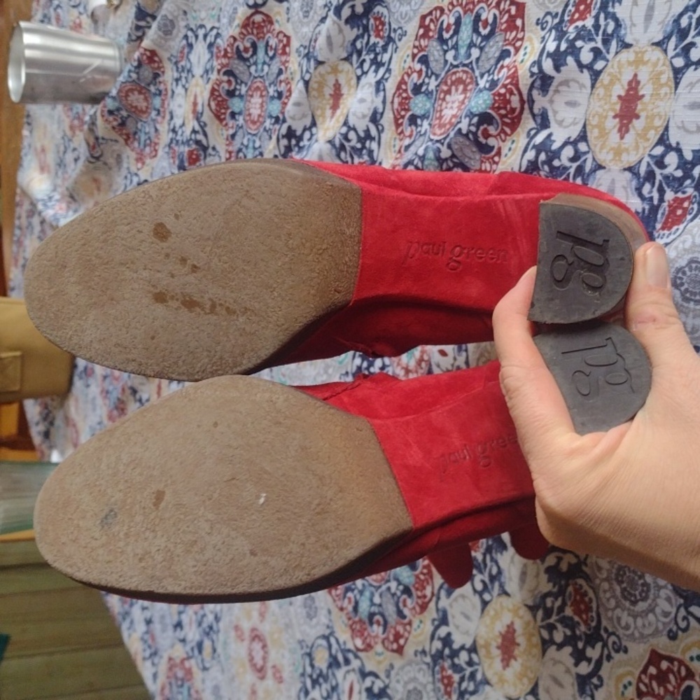 Paul Green Red Suede Ankle Boots - Picture 7 of 10